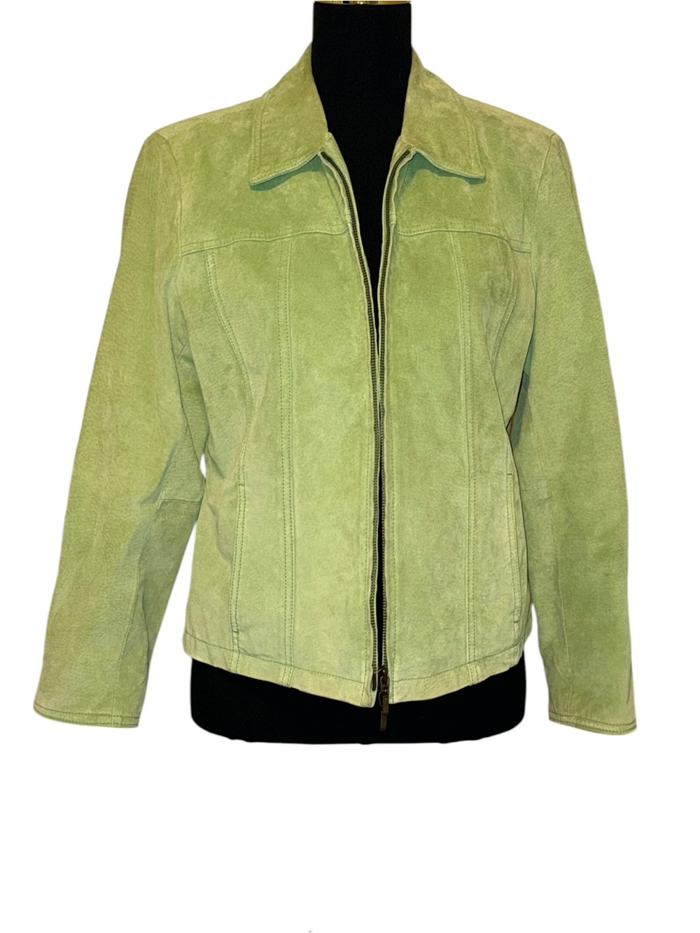 Coldwater Creek Light Green Suede Zip Jacket